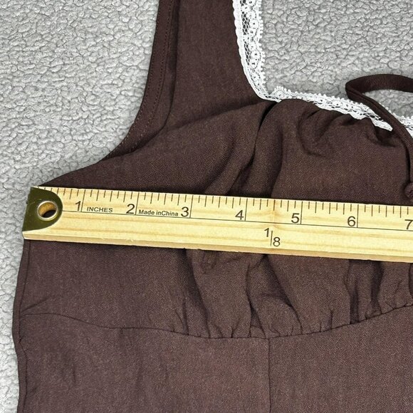 Sienna Sky Tank Top Womens L Brown Babydoll Coquette Milkmaid Lace Trim Grunge - Picture 5 of 7
